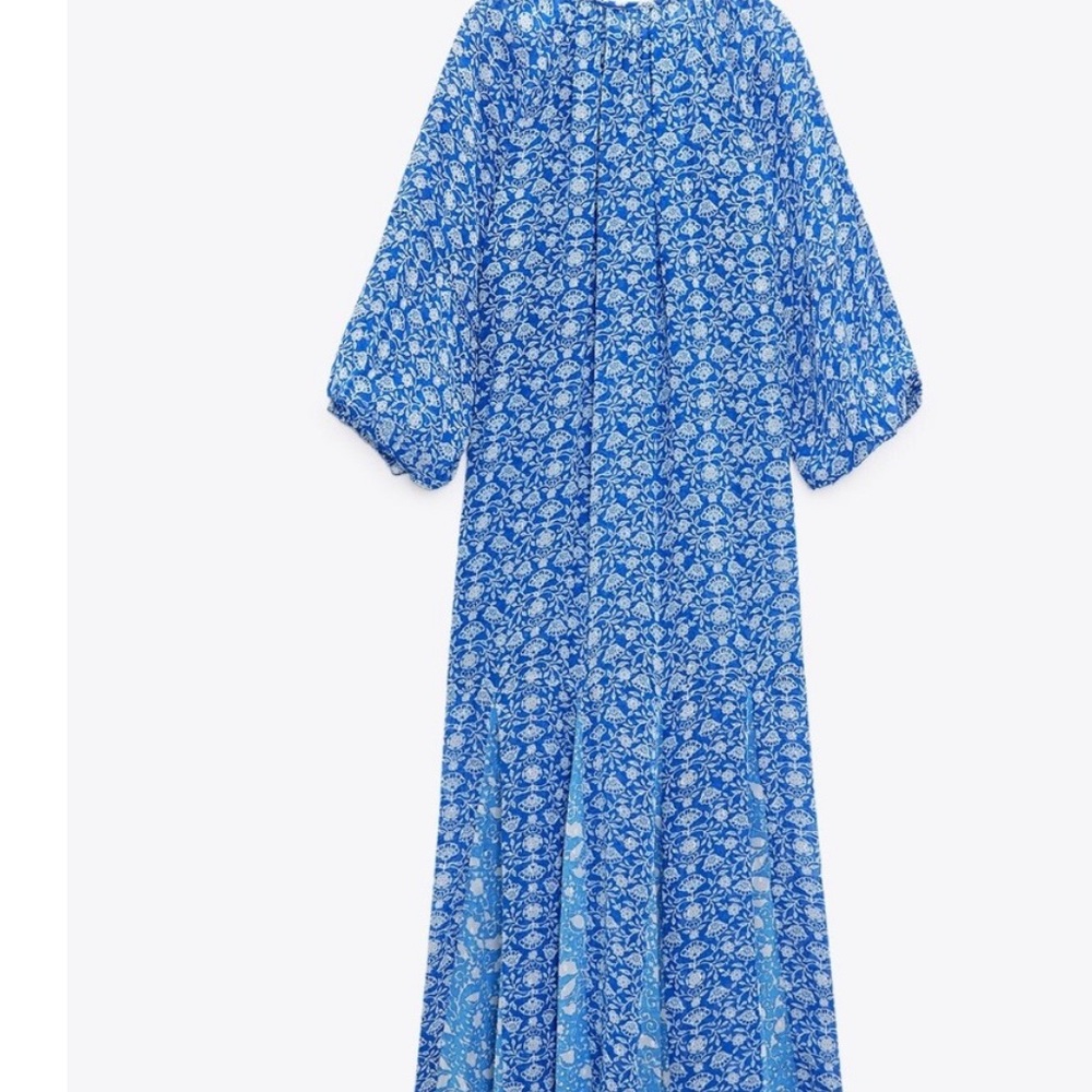 Zara Blue Print Maxi Dress - Picture 4 of 5